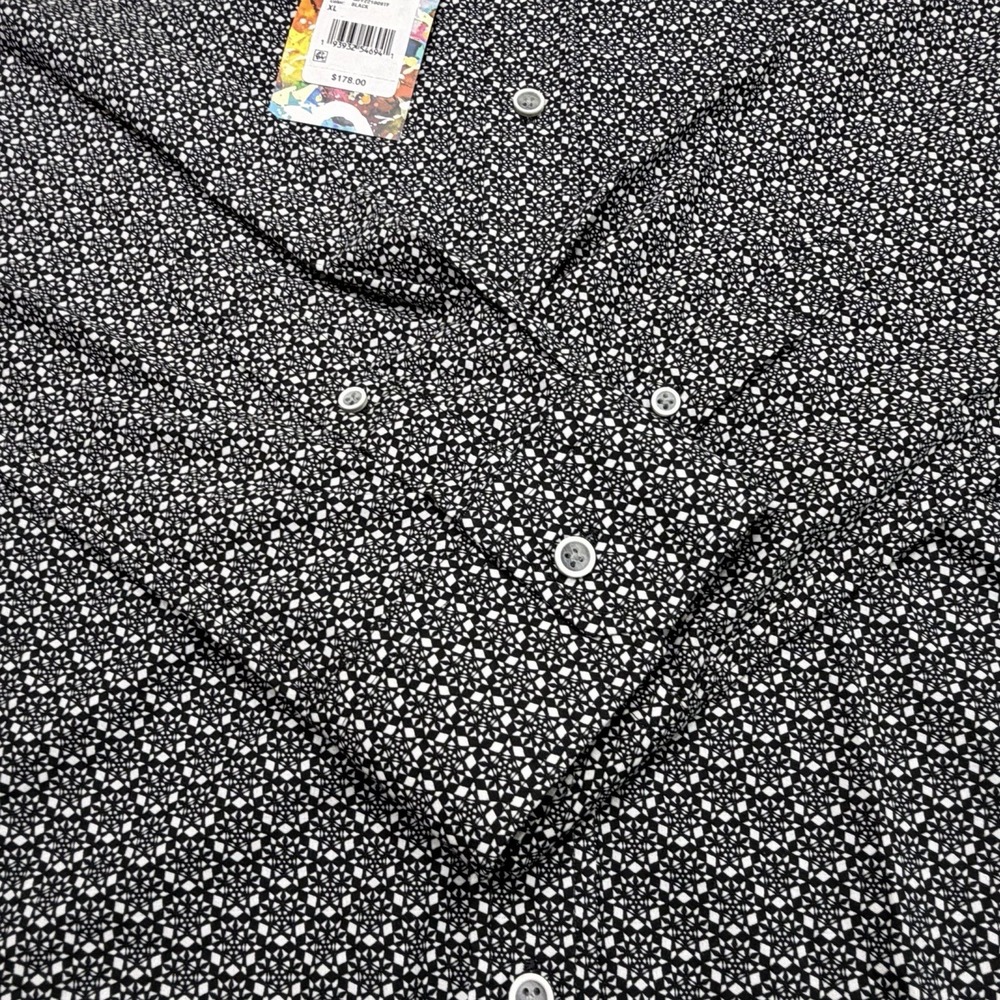 Robert Graham Mens Geometric Black Long Sleeve Dress Shirt XL Tailor Fit NWT - Picture 3 of 12
